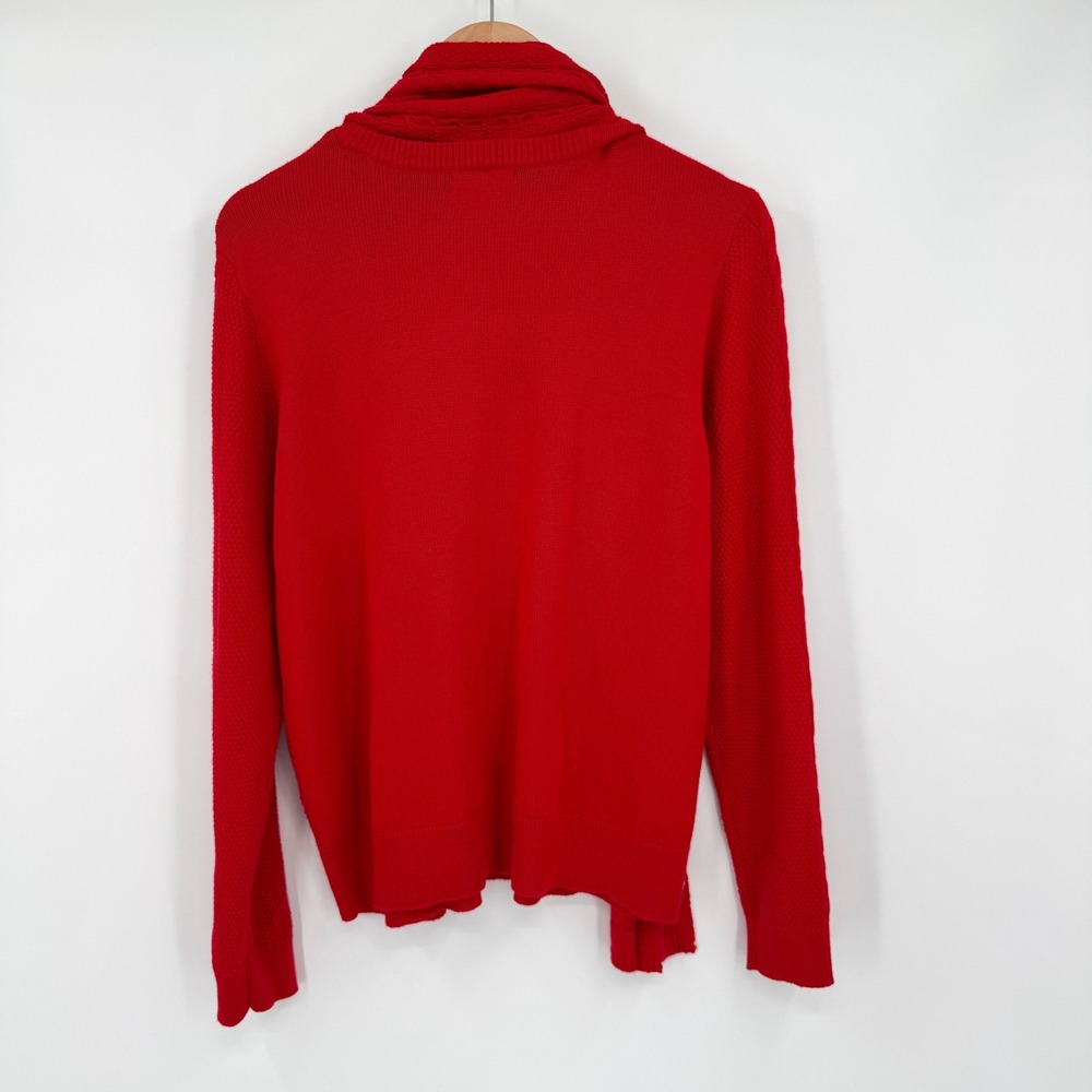 Charter Club Womens Red Cable Knit Sweater with Detachable Scarf Large - Picture 5 of 11